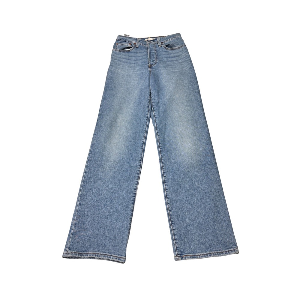 Levis Ribcage Straight Jeans Womens W28 L32 Medium Wash Blue High Rise Denim